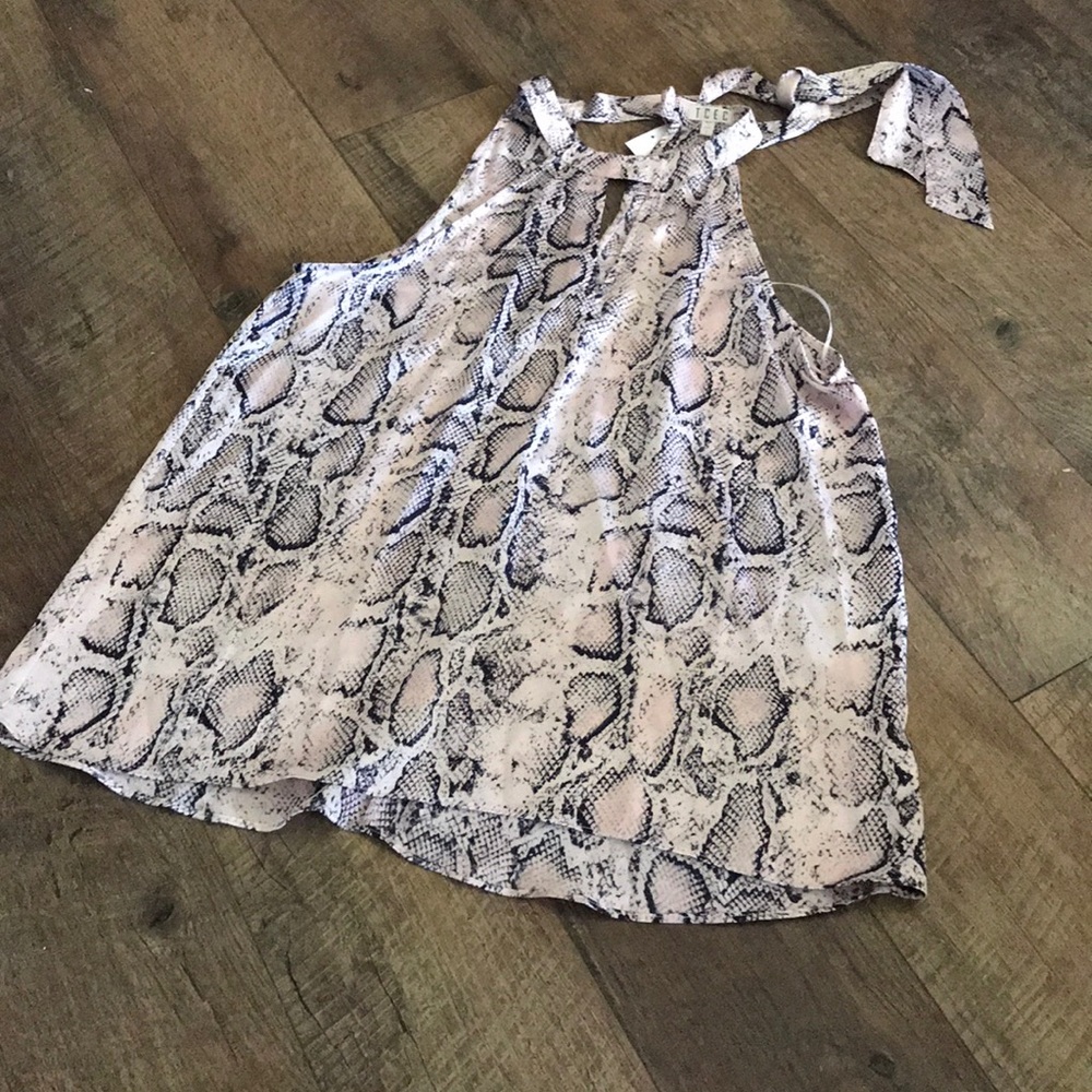 Sleeveless Pink Snakeskin Halter Top